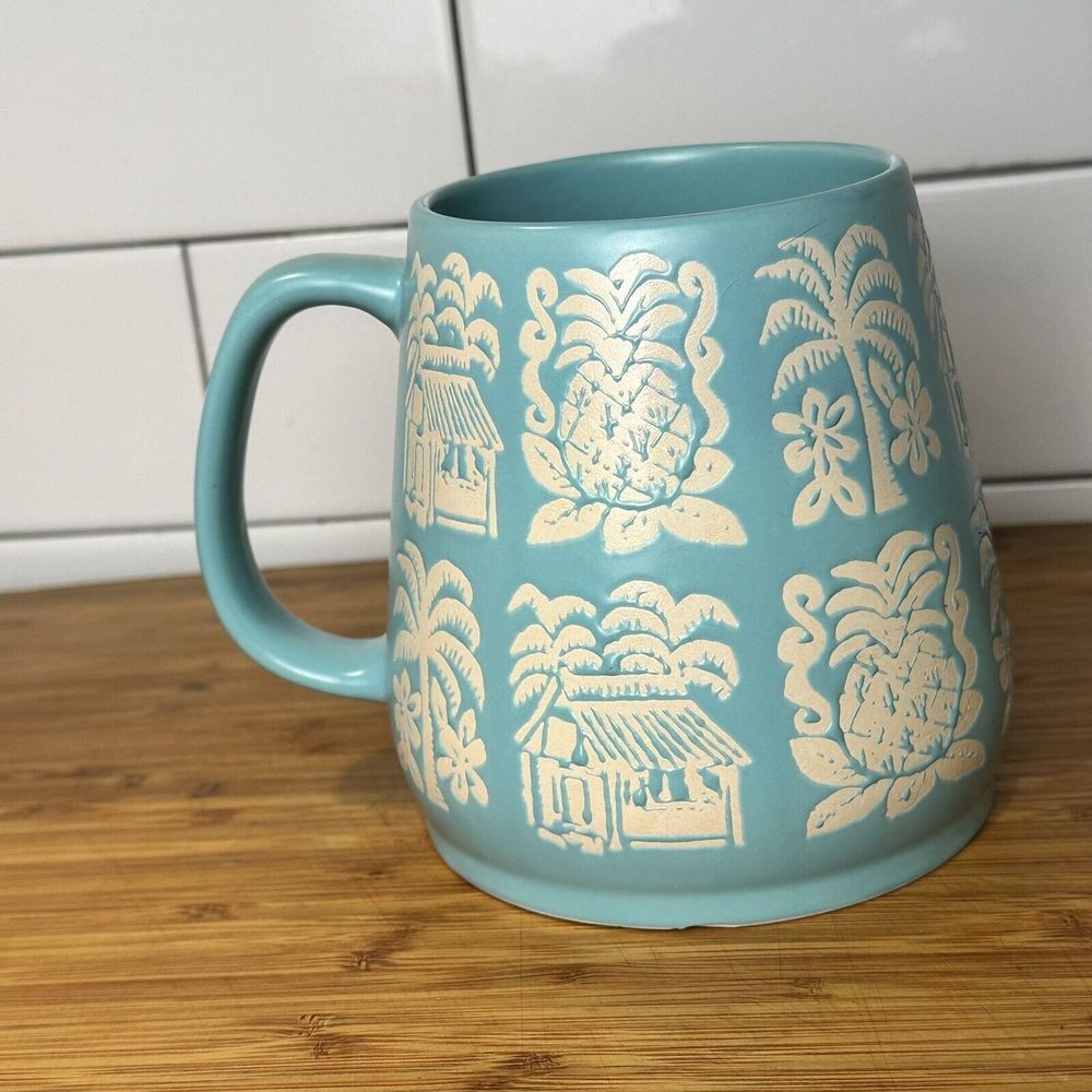 OPALHOUSE Heavy Stoneware Oversized Tiki Coffee Beverage Mug Teal